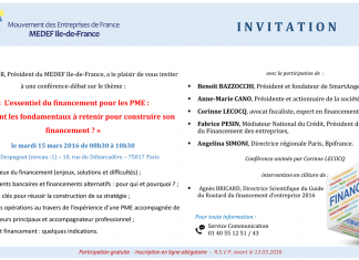 TABLE RONDE « L’ESSENTIEL DU FINANCEMENT POUR LES PME : Quelles sont les fondamentaux à retenir pour construire son financement ? »