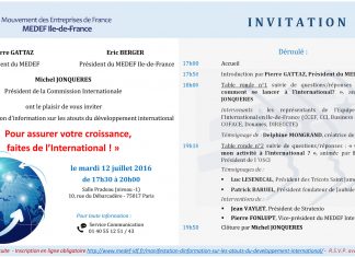 Manifestation d’information sur les atouts du développement international : mardi 12 juillet 2016 de 17h30 à 20h00