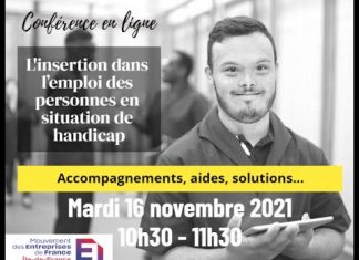 WEBINAIRE | L’insertion dans l’emploi des personnes en situation de handicap : Accompagnements, aides, solutions… – 16 novembre 2021 à 10h30